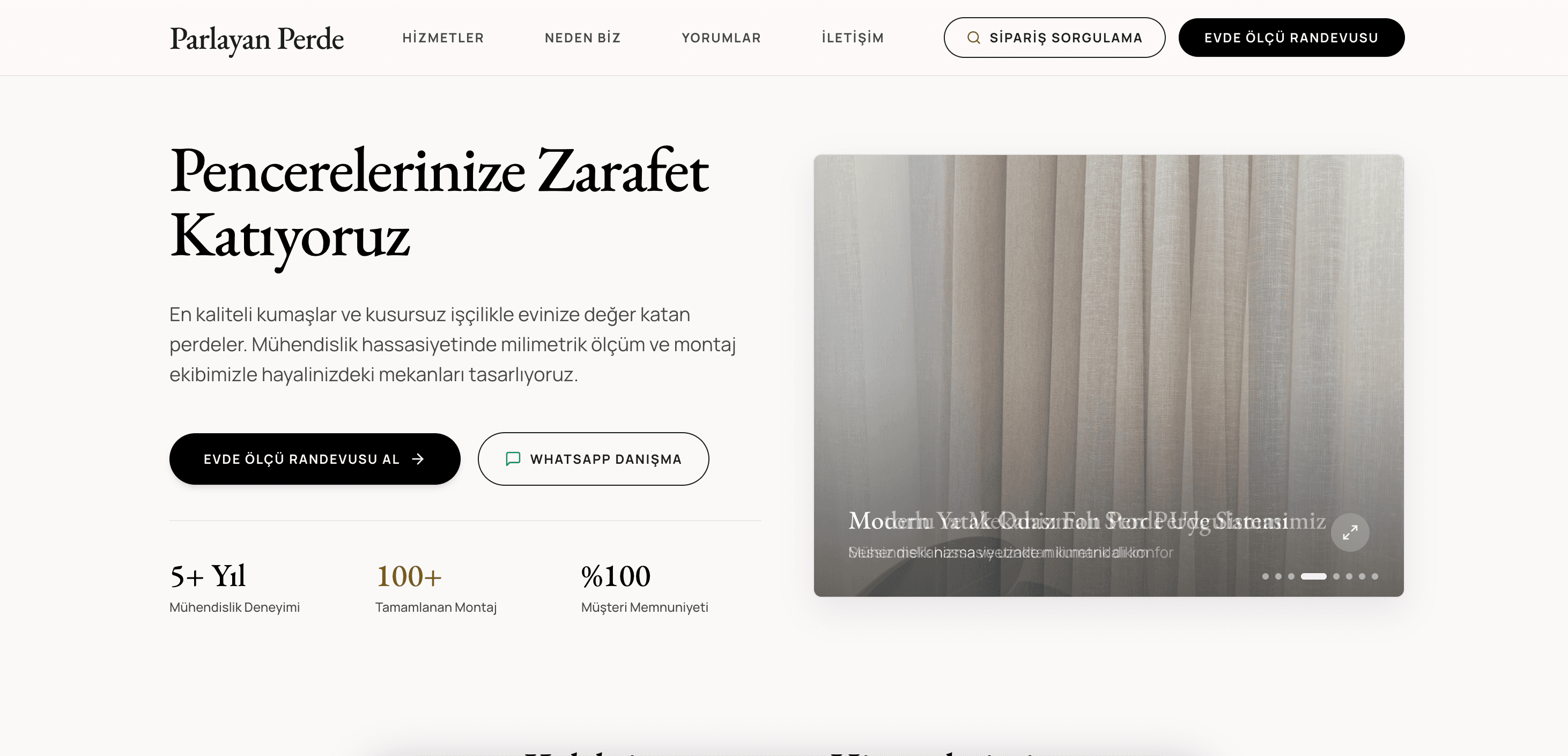 Parlayan Perde web sitesi önizlemesi